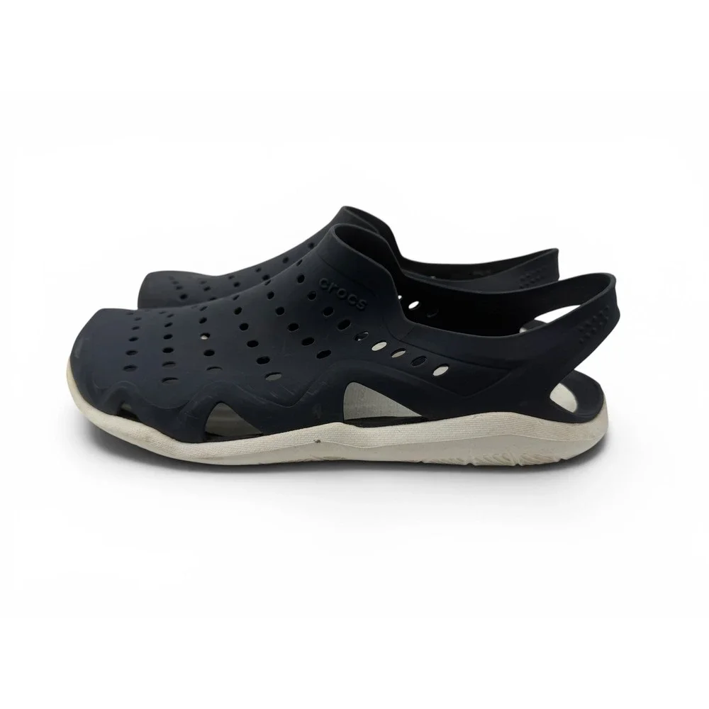 Crocs Swiftwater Wave Clogs Water Shoes Navy Blue White Men's 9